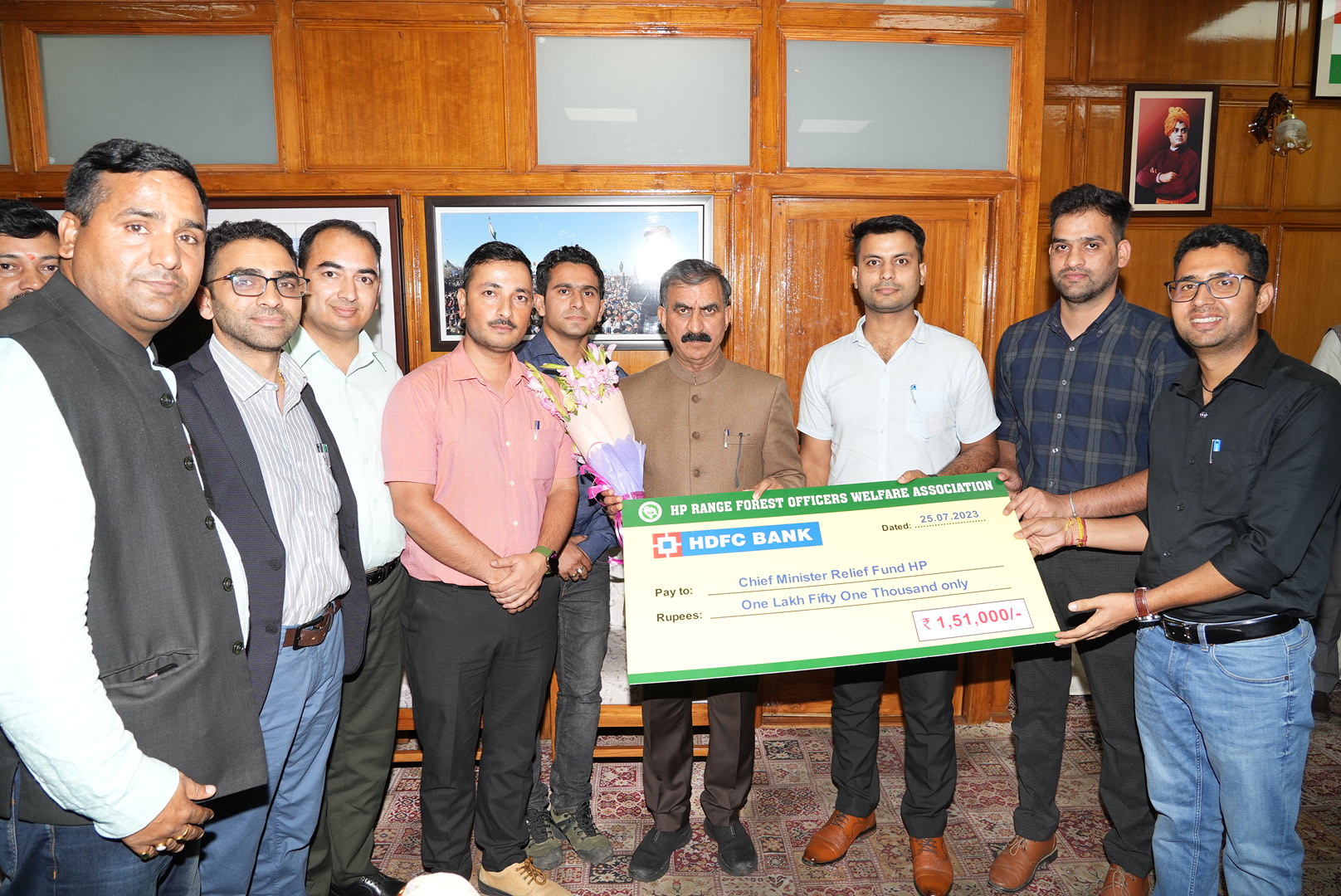 Cheque of Rupees 1 Lakh 51 Thousand contributed towards CM Relief Fund ...